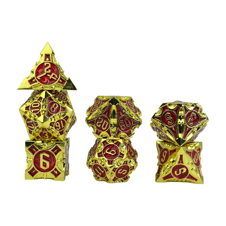 Real gold red paladin dice sample set